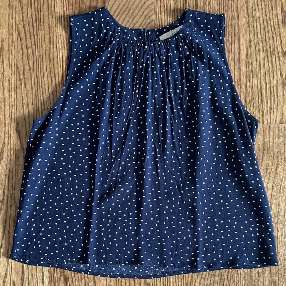 Navy Blue Polka Dot Sleeveless Top